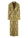 Dries Van Noten Floral Lapel Collar Long Length Jacket In Yellow