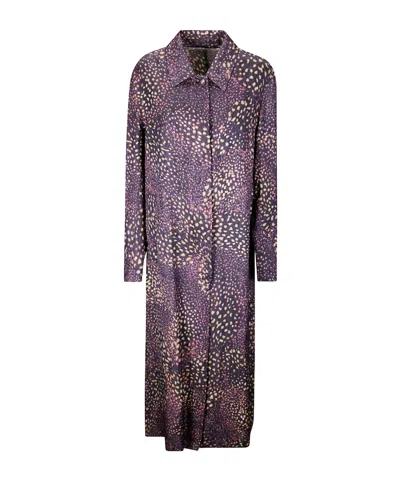 Dries Van Noten Jacquard Ankle-length Coat In Purple