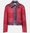 Dries Van Noten Womens Fuchsia Vurano Stud-embellished Cotton-blend Jacket In Pink