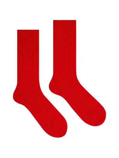Dries Van Noten Jacquard Cotton Socks In Red