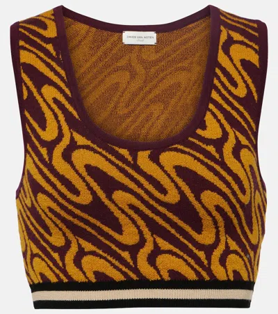 Dries Van Noten Printed Crop Top In Multicoloured