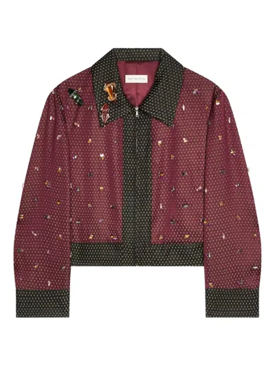 Dries Van Noten Jacquard Cropped Jacket In Red