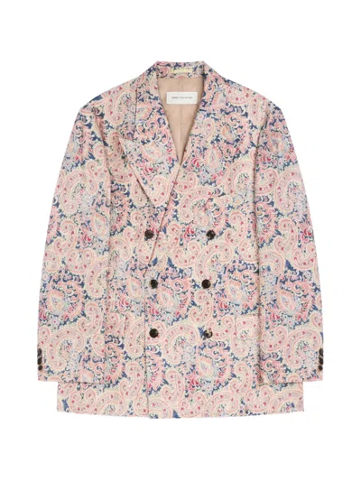 Dries Van Noten Jacquard Double-breasted Blazer In Pink