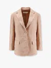 Dries Van Noten Jacquard Linen Blend Blazer With Floral Motif