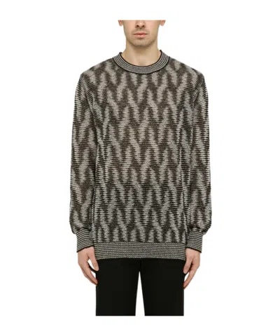 Dries Van Noten Jacquard Loose Fit Jumper In Gray