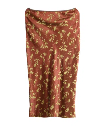 Dries Van Noten Jacquard Midi Skirt In Brown