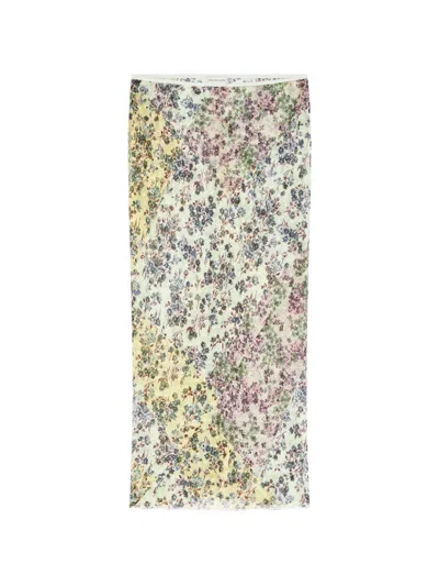 Dries Van Noten Sati Floral Mesh Midi Skirt In Multi