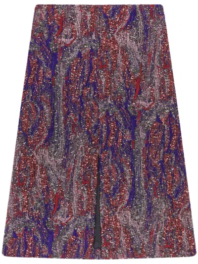 Dries Van Noten Jacquard Midi Skirt In Red