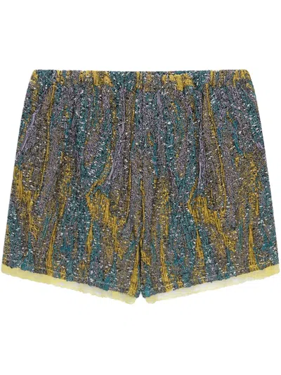 Dries Van Noten Jacquard Mini Shorts In Yellow