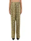 Dries Van Noten Wide Leg High Waist Animal Print Trousers In Green