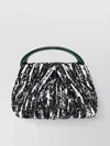 Dries Van Noten Small Pleated Jacquard With Resin Handle Bags In Black