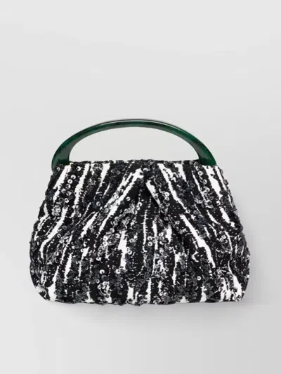 DRIES VAN NOTEN JACQUARD PLEATED BAG SMALL RESIN HANDLE