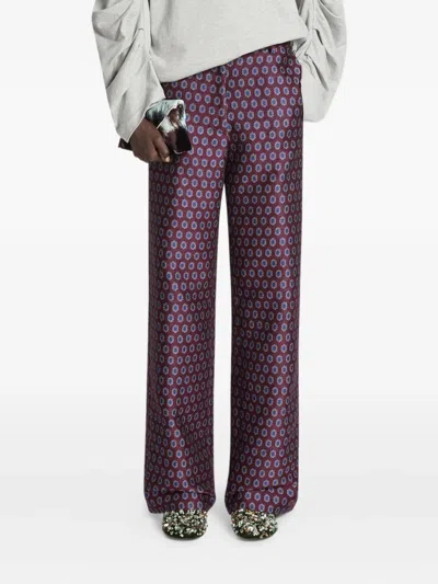 Dries Van Noten High-rise Jacquard Wide-leg Pants In Purple