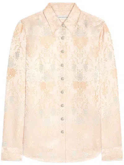 Dries Van Noten Satin-jacquard Shirt In 313 Lpink