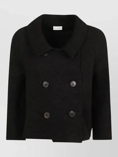 Dries Van Noten Jacquard Short Jacket Structured Voluminous Cut In Black