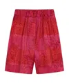 Dries Van Noten Pomy Elasticated Jacquard Wide-leg Shorts In Fuchsia