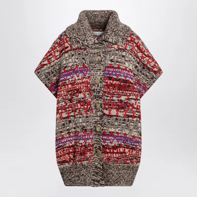 Dries Van Noten Jacquard Sleeveless Cardigan In Wool And Cashmere In Multi
