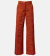 Dries Van Noten Jacquard Straight Pants In Orange