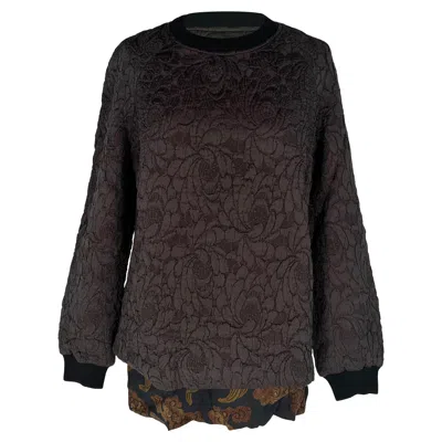 Pre-owned Dries Van Noten Jacquard Sweater In Brown Silk