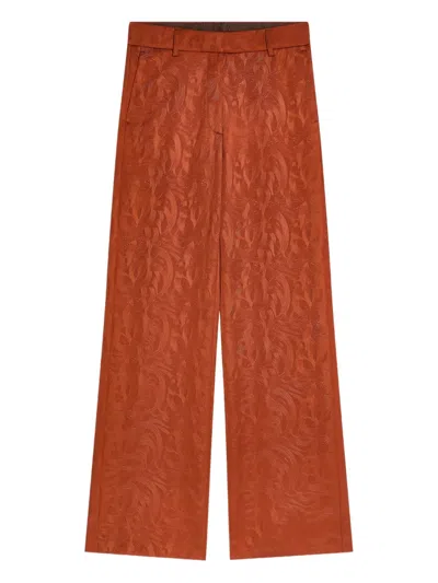 Dries Van Noten Jacquard-swirl Trousers In Burgundy