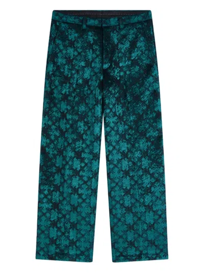 Dries Van Noten Jacquard Trousers In Green