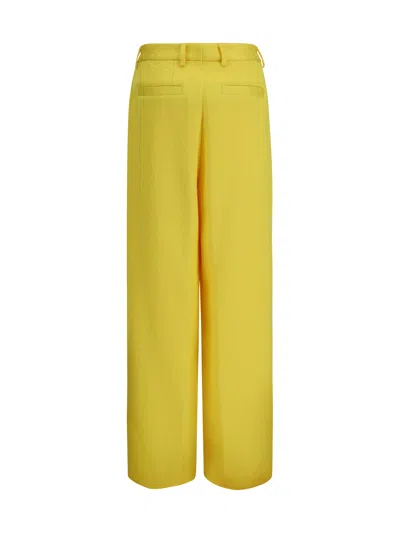 Dries Van Noten Wide-leg Pants With All-over Jacquard Pattern In Yellow