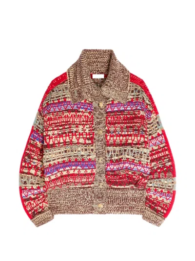 Dries Van Noten Jacquard Wool Cardigan In Brown