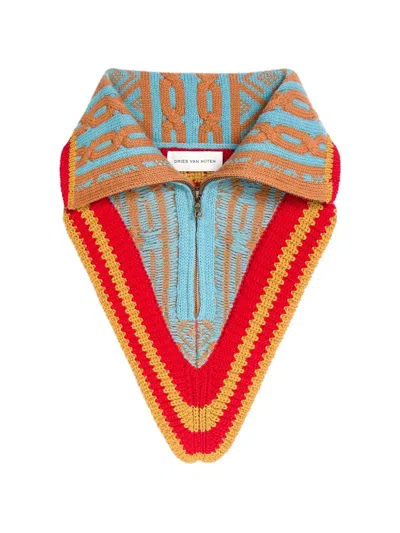 Dries Van Noten Jacquard Wool Collar In Red