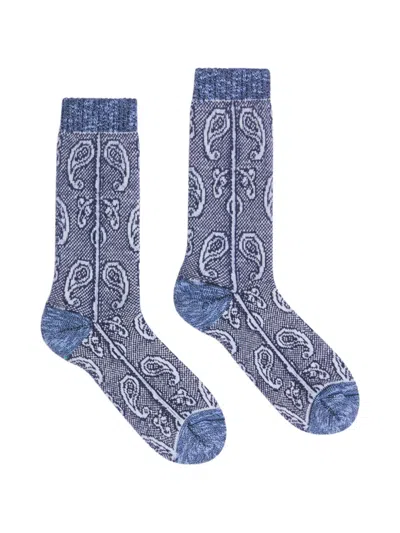 Dries Van Noten Jacquard Wool Socks In Blue
