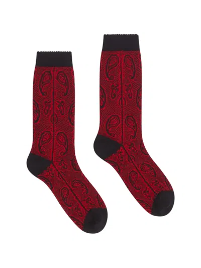 Dries Van Noten Jacquard Wool Socks In Burgundy