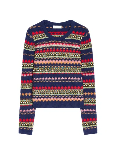 Dries Van Noten Jacquard Wool Sweater In Blue