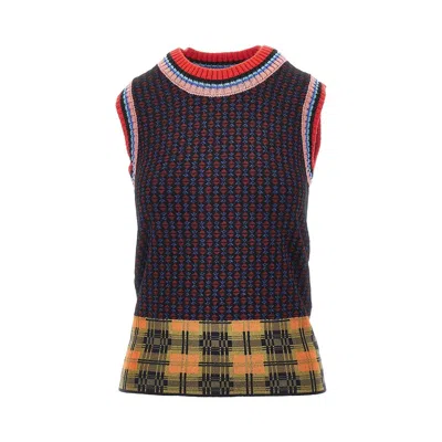 Dries Van Noten Jacquard Wool-blend Vest In Brown