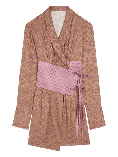 Dries Van Noten Jacquard Wrap Top In Pink