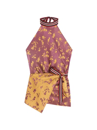 Dries Van Noten Jacquard Wrap-style Top In Pink