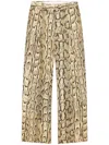 Dries Van Noten Pleated Snake-print Jersey Straight-leg Pants In Neutrals