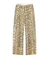 Dries Van Noten Wide Leg High Waist Animal Print Trousers In Nude