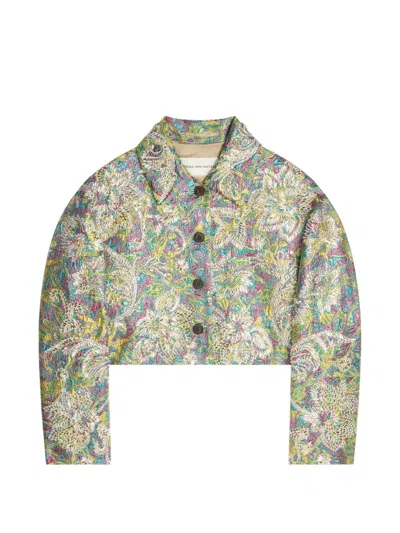 Dries Van Noten Jacquard-pattern Jacket In Green