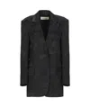 Dries Van Noten Basti Floral Jacquard Oversize Satin Blazer In Black
