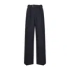 Dries Van Noten High Waist Wide Leg Belted Pleated Jeans In Blue