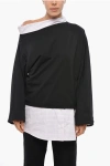 Dries Van Noten Jersey Henies Top With Popeline Details In Black