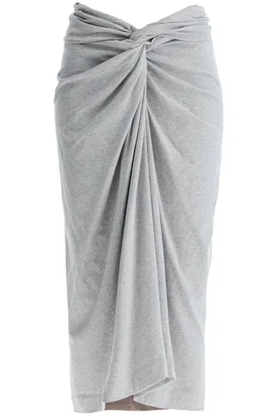 Dries Van Noten Twisted Cotton-jersey Midi Skirt In Multicolor