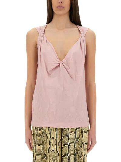 Dries Van Noten Jersey Top In Neutral