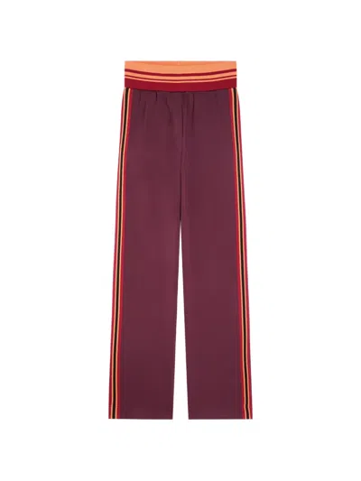 Dries Van Noten Striped Straight-leg Loungewear Trousers In Burgundy