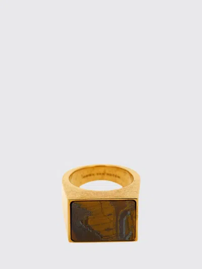 Dries Van Noten Brass Tiger Eye Signet Ring In Multi