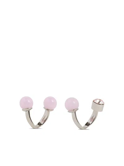 Dries Van Noten Jewel Ring (set Of Two) In Silver