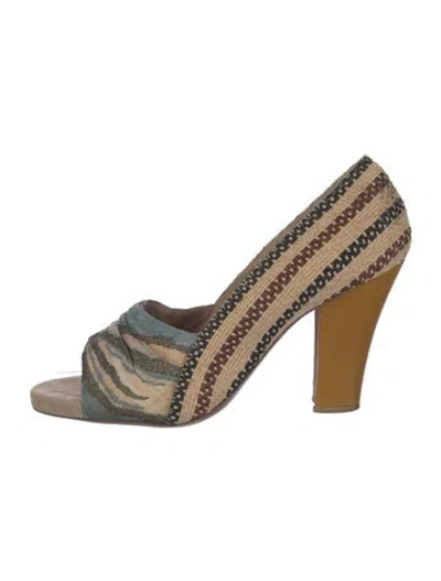Pre-owned Dries Van Noten Jute Printed Pumps In Neutral