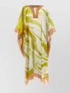 Dries Van Noten Kaftan With Abstract Pattern And Sheer Fabric