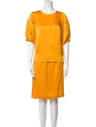 Pre-owned Dries Van Noten Keyhole Accent Skirt Set In Yellow