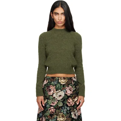 Dries Van Noten Khaki Alpaca Sweater In 610 Forest