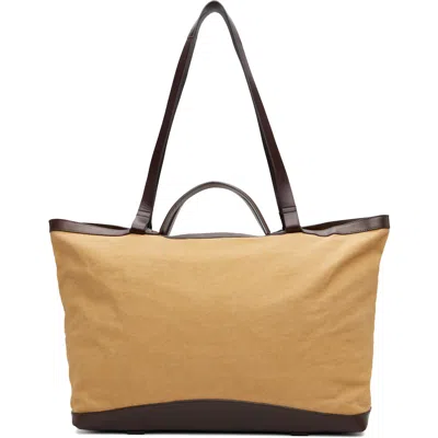 Dries Van Noten Khaki & Brown Canvas Tote In Ocra 205